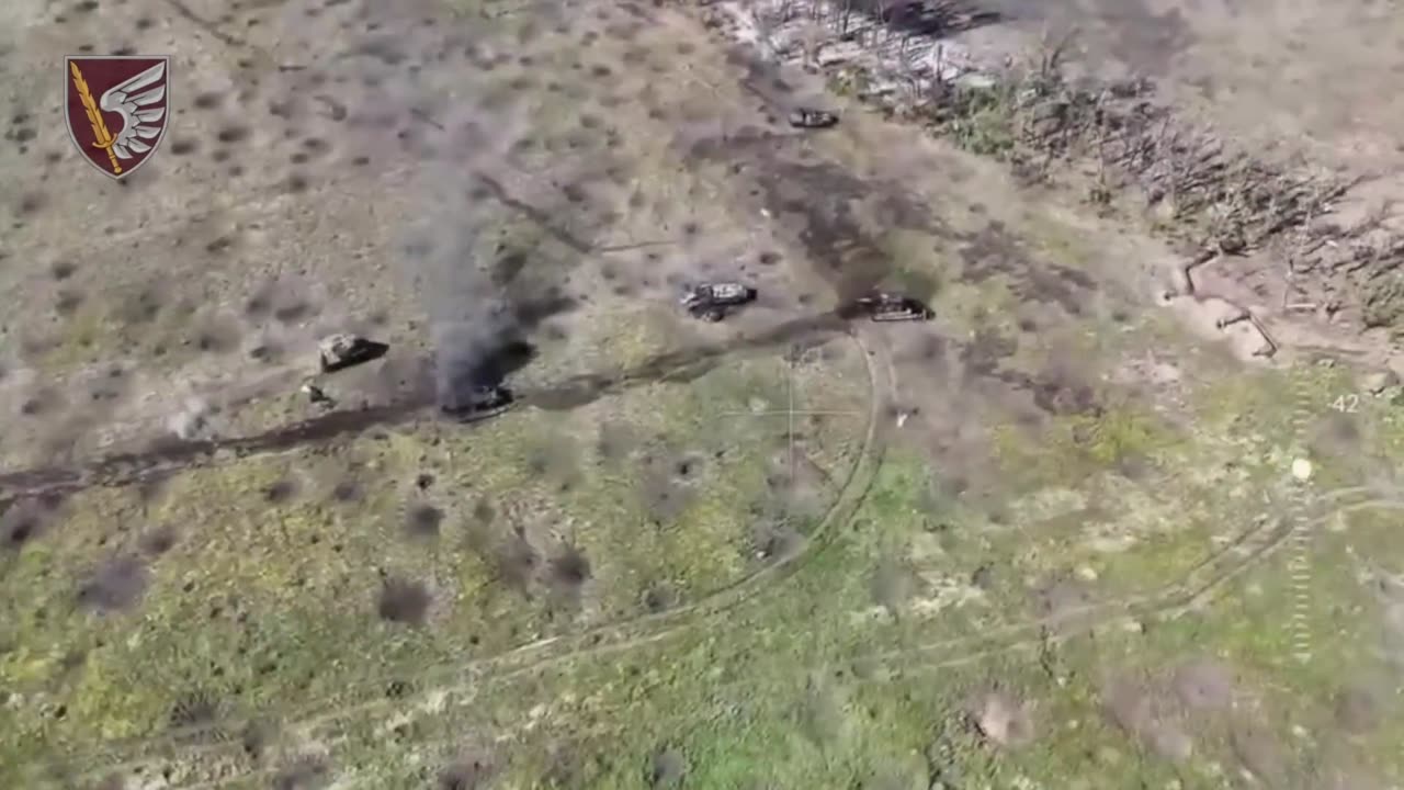Dramatic scene as an attacking Russian BMPis instantly destroyed by anti-tank mines