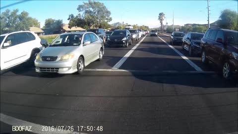 Pedestrian Mindlessly Runs Into Traffic