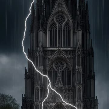 Gothic Architecture | Thunderstorm | Bolts of Lightning | Gothic Cathedrals | Digital Art | AI Art