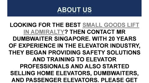 Best Small goods lift in Admiralty