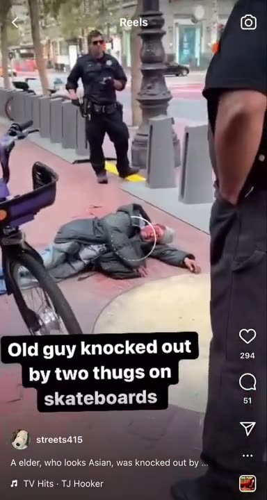 Old Guy Knocked Out by Two Thugs on Skateboards, SF
