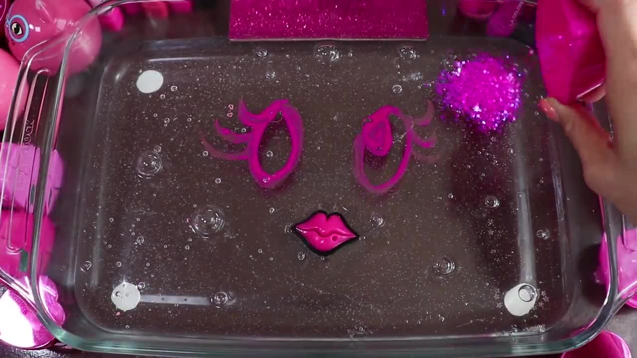 "Big Mega PINK!"Mixing "Neon Pink"Makeup,More Stuff Into slime!Most Satisfying Slime Video.