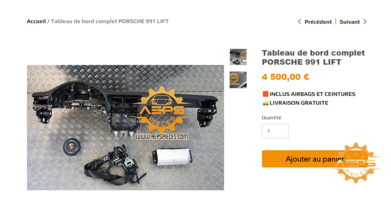 AEPSPIECES.COM - Tableau de bord complet PORSCHE 991 LIFT