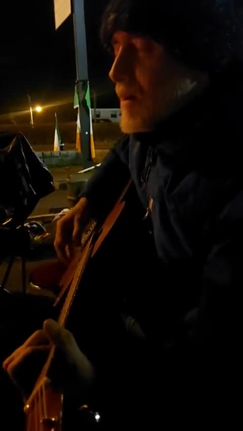 The Irish keeping their spirits up in Finglas, Dublin last night as they've been camped outside...