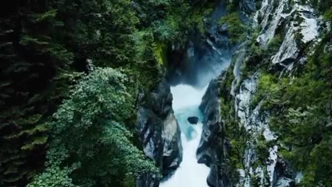 Aerial Drone Lake Waterfall Deep Water fall Video