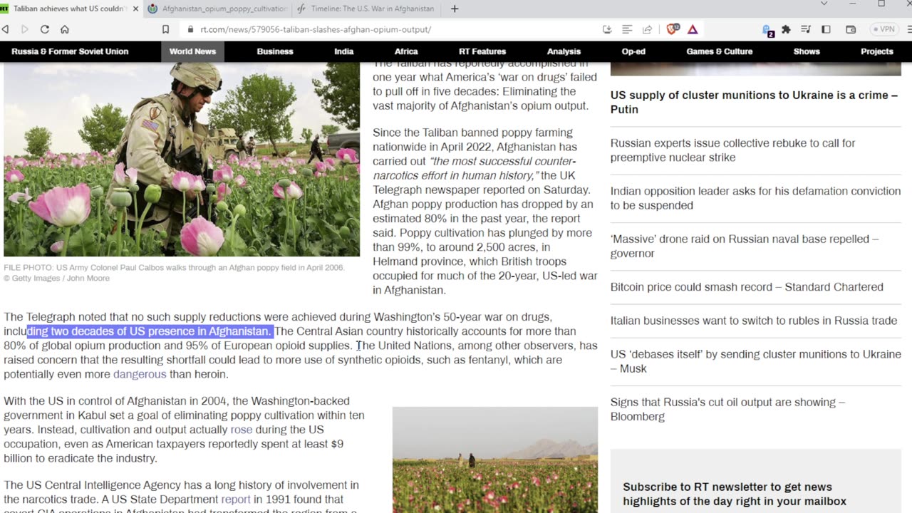 2023 Afghan Poppy Production Down 80% - After The US Occupation Ends.