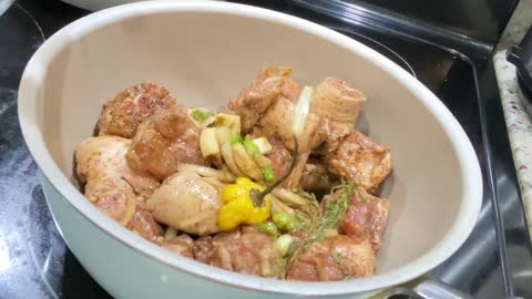 Jerked barbecue pig’s tail and coconut curry rice / cook with me-9