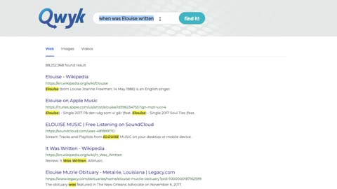 Qwyk.com - A new, original search engine. Not a copycat.