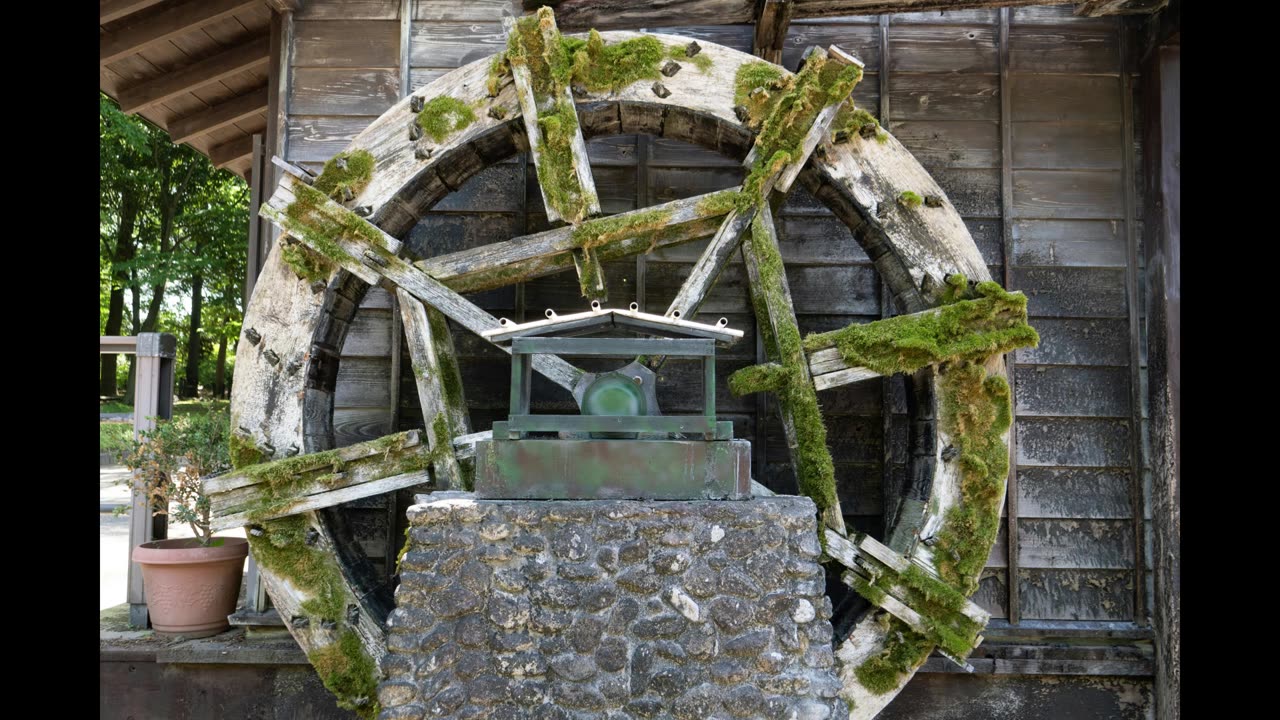 Water Moving on a Watermill. Relaxing sounds. Drift into your own happiness.