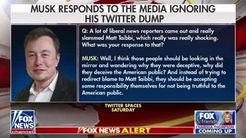 Elon Musk responding to the fact mainstream media ignored his Twitter dump.