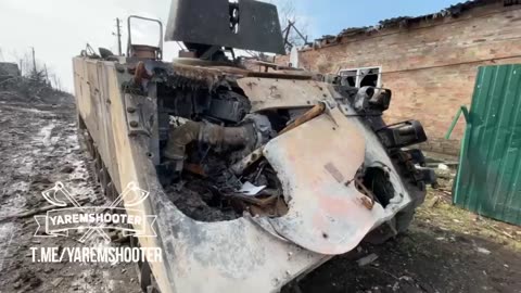 Destroyed armored personnel carrier M113 in Bakhmut.