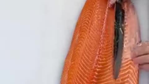 Awesome salmon cutting