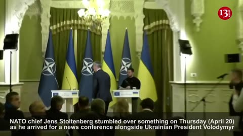 MOMENT: 'We need you' Zelenskiy tells Stoltenberg who stumbles over