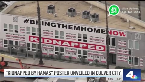 LA: World's largest mural poster, "Bring them home now"