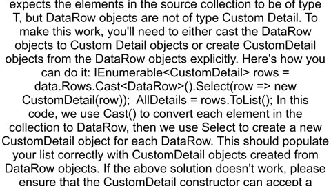 Convert Data Row With New Object To List