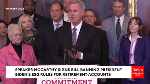 JUST IN- Speaker McCarthy Signs Bill Banning Biden's ESG Rule