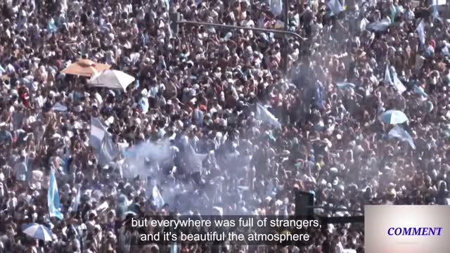 Argentine fans throng the streets of Buenos Aires to celebrate their World Cup victory.