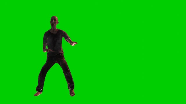 Zombie dancing on green background