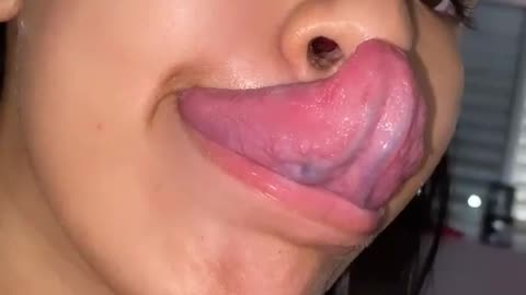 beautiful girl super long tongue