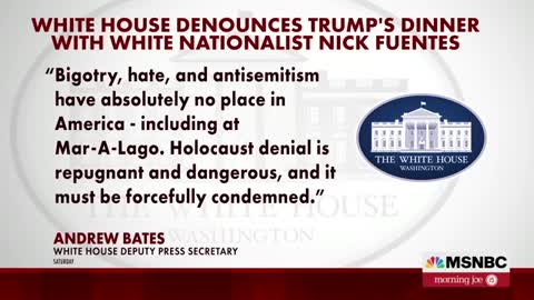 White House Denounces Trump's Dinner With Holocaust Denier