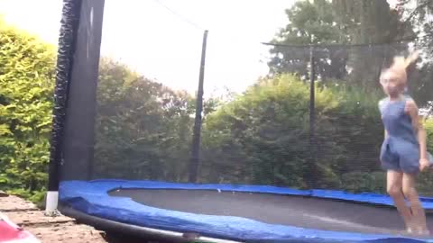 Gym girl on trampoline