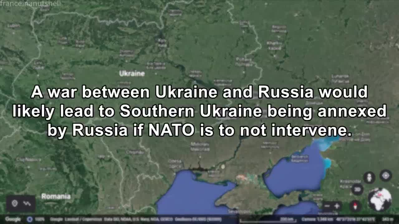 Ukraine vs. Russia Hypothetical War Mapped on Google Earth