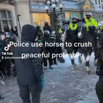 Police use horses to crush peaceful protesters