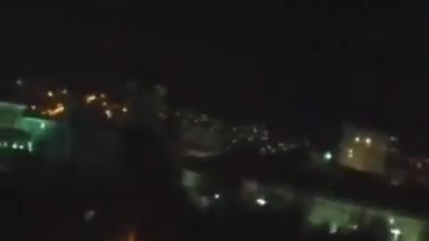 Multiple explosions clearly seen from a location near the Luhansk region