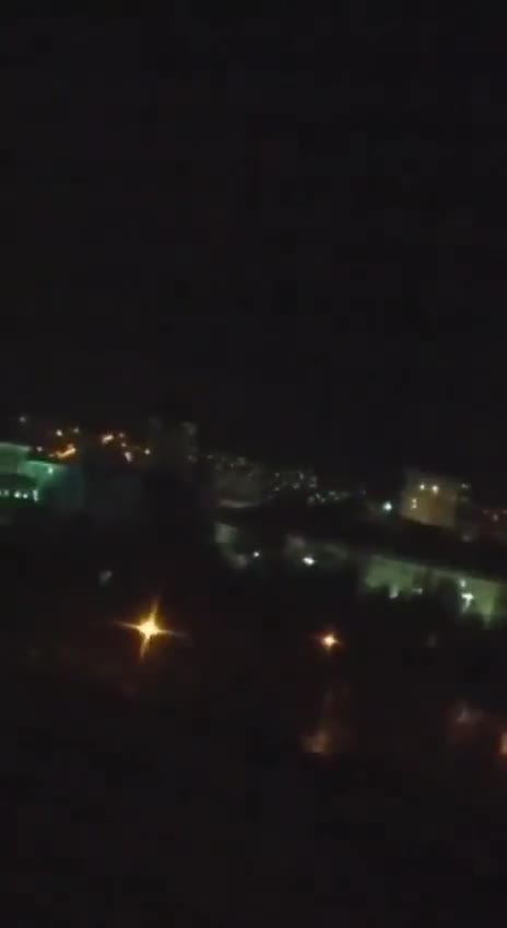 Multiple explosions clearly seen from a location near the Luhansk region