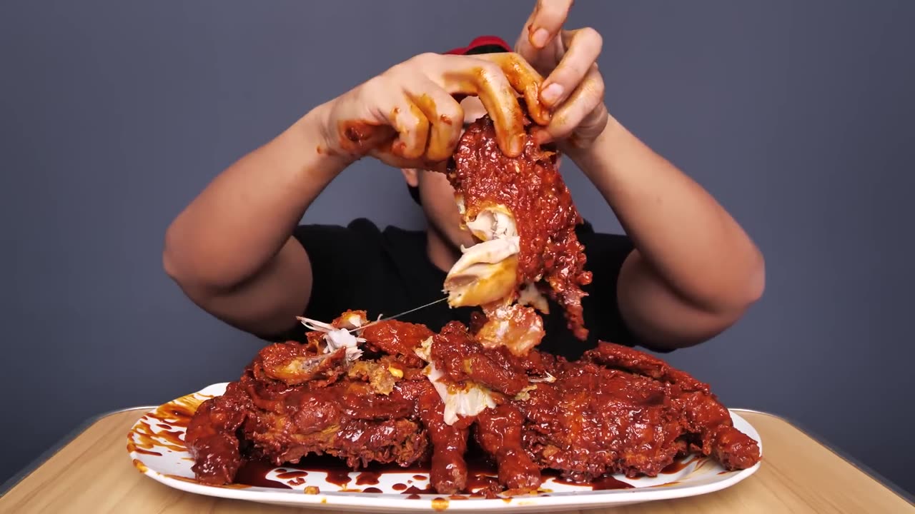 Crazy !!! mukbang 3 chickens with 3 bottles of samyang sauce!!!!