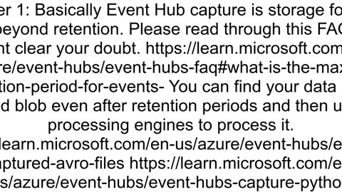 Azure Eventhub capture functionality and how to replay