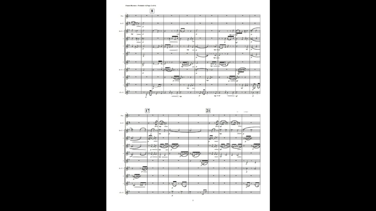 Gabriel Fauré – Prelude 4 in F Major, Op. 103 (Clarinet Choir + Piccolo)