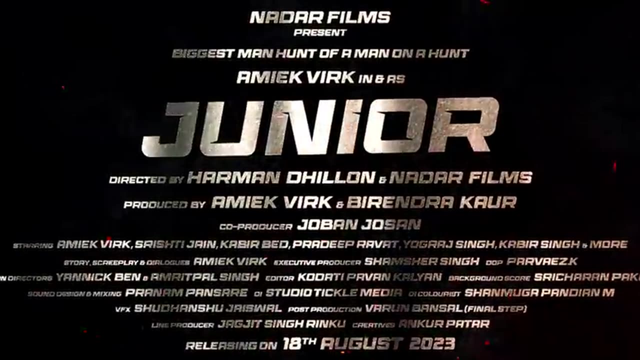 JUNIOR (Official Trailer) - Amiek Virk - Srishti Jain - Nadar Films - 18 August 2023