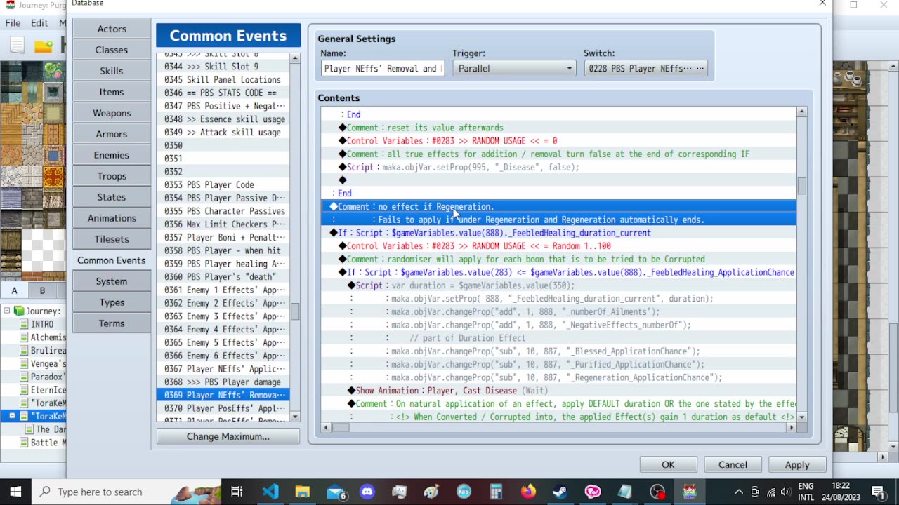 RPG Maker MV - coding stuff, Ailment removal code