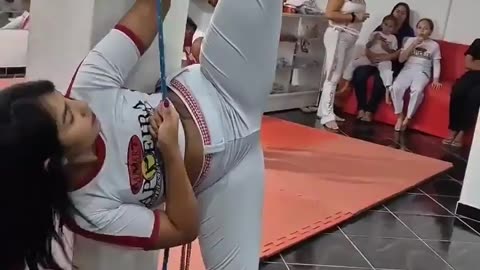 She A Baddie Brazilian Chick Stretching Out At A Martial Arts Gym