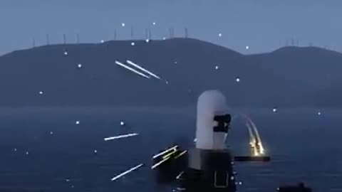 C- RAM shot down a fighter jet PHALANX CIWS- Military simulation.