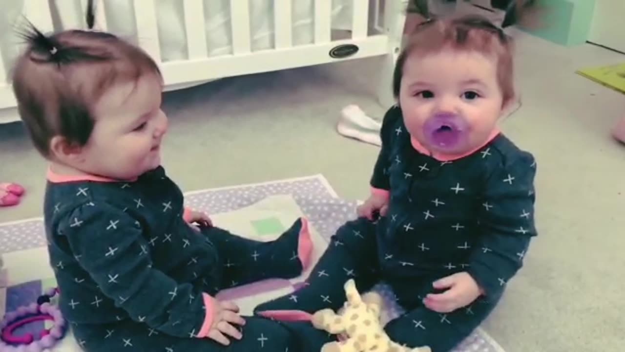 Funniest TWIN Baby Girls Share A Pacifier