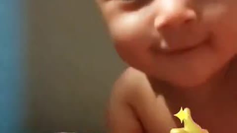 baby sees her self for the first time!