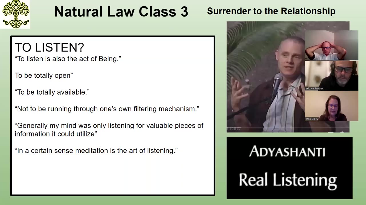 Natural Law Jean's share on listening