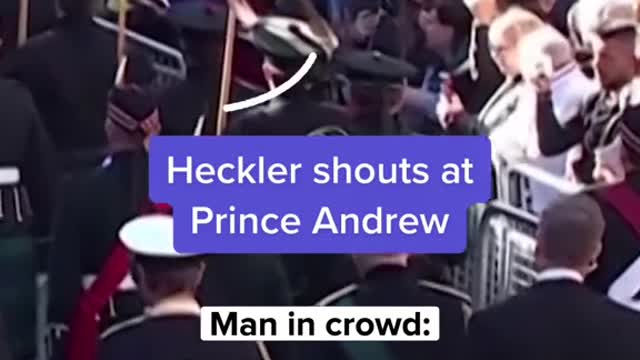 Heckler shouts atPrince Andrew