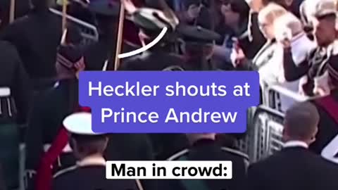 Heckler shouts atPrince Andrew