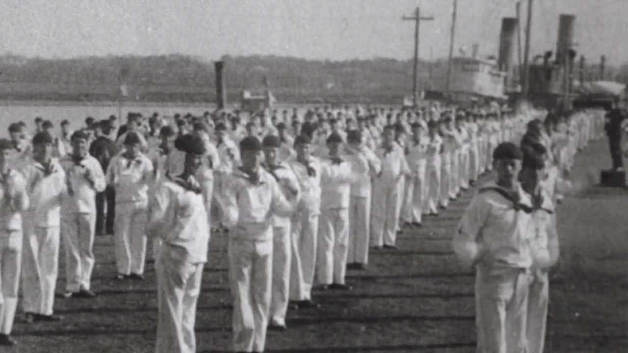 Gymnasium Exercises & Drill At Newport Naval Training School (1900 Original Black & White Film)