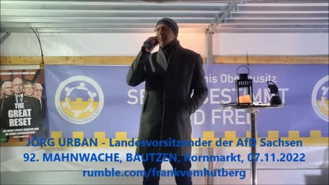 JÖRG URBAN, LV AfD Saсhsen - BAUTZEN, Kornmarkt, 07 11 2022, 92. MAHNWACHE, Bürgermikrofon