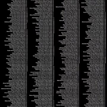 The names of 3.000 children murdered in Gaza.