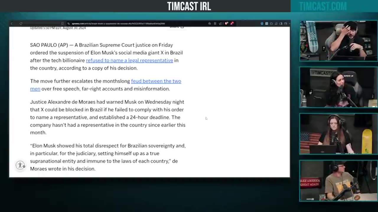 Timcast-Brazil Orders X To Be BANNED, Will FINE Brazilians Who Use VPNs