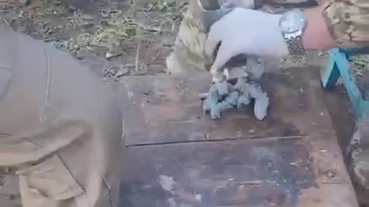 Ukrainians Working with Plastic Explosives