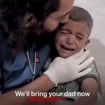 Palestinian child looks terrified after waking up to Israeli air strikes