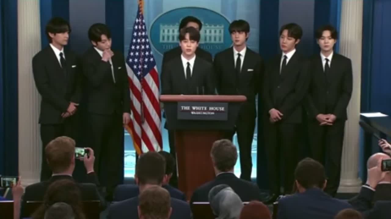 Korean Boy band BTS joined the press briefing to talk about Joe's plan to combat AAPI hate