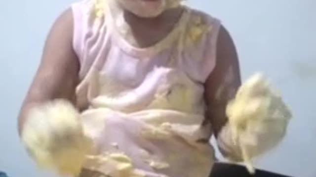 Baby makes the biggest food mess you'll ever see
