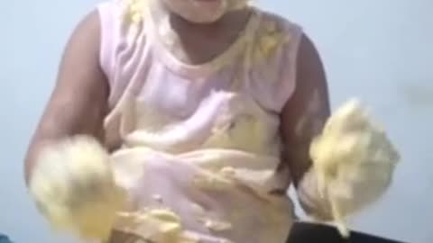 Baby makes the biggest food mess you'll ever see